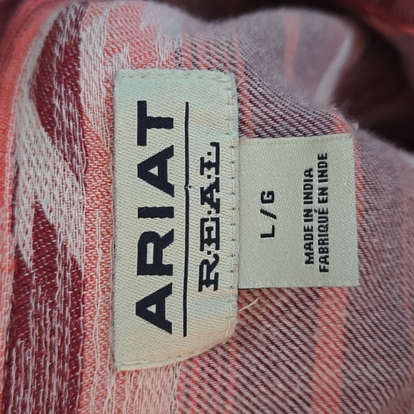 ARIAT REAL Adorable Red Serape Long Sleeve Button Snap Western Women’s Sz Large - Picture 14 of 16